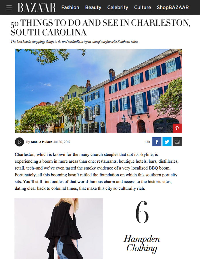Harper's Bazaar - 50 Things To Do and See in Charleston - July 2017