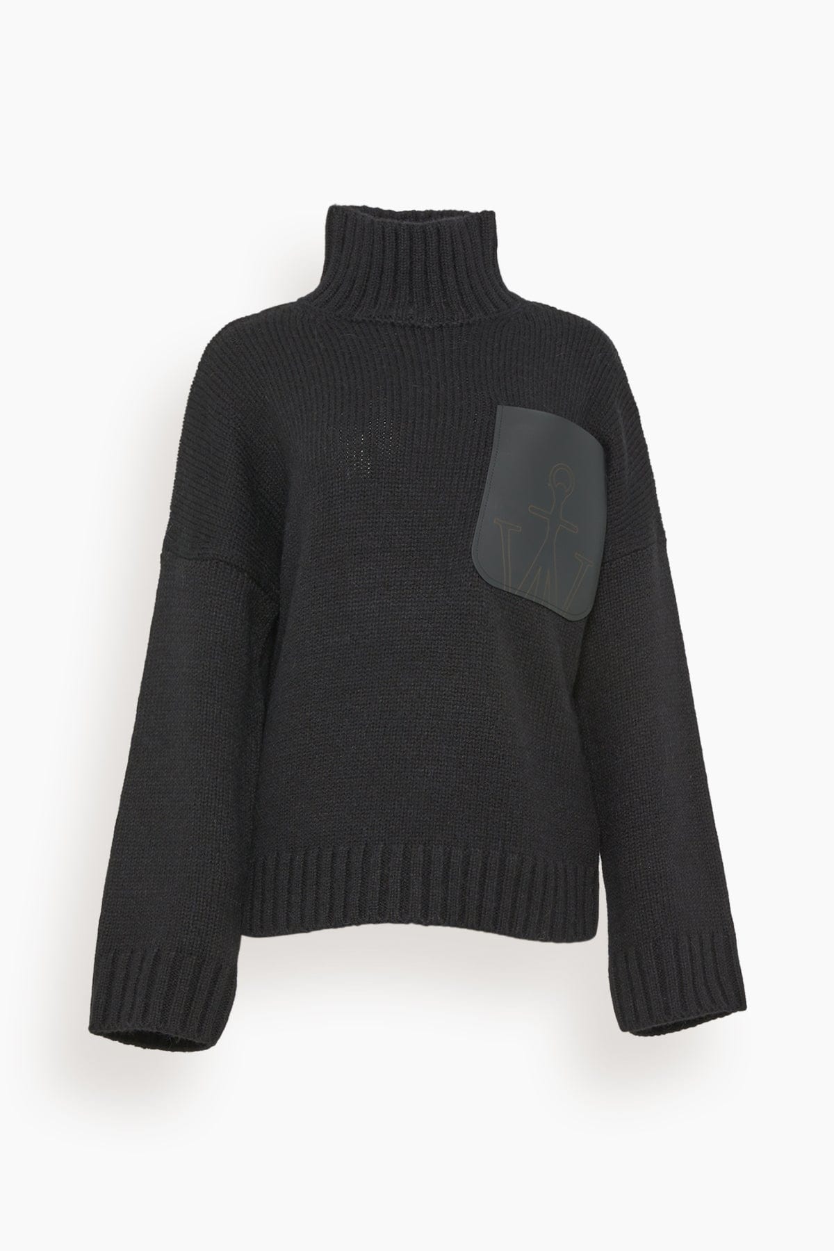 JW Anderson Sweaters Leather Patch Pocket Jumper in Black