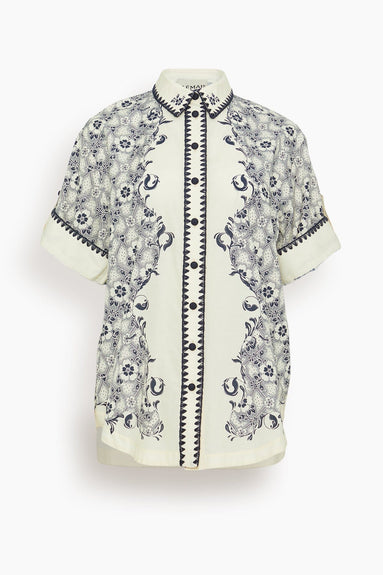 Alemais Tops Airlie Shirt in Navy/Cream