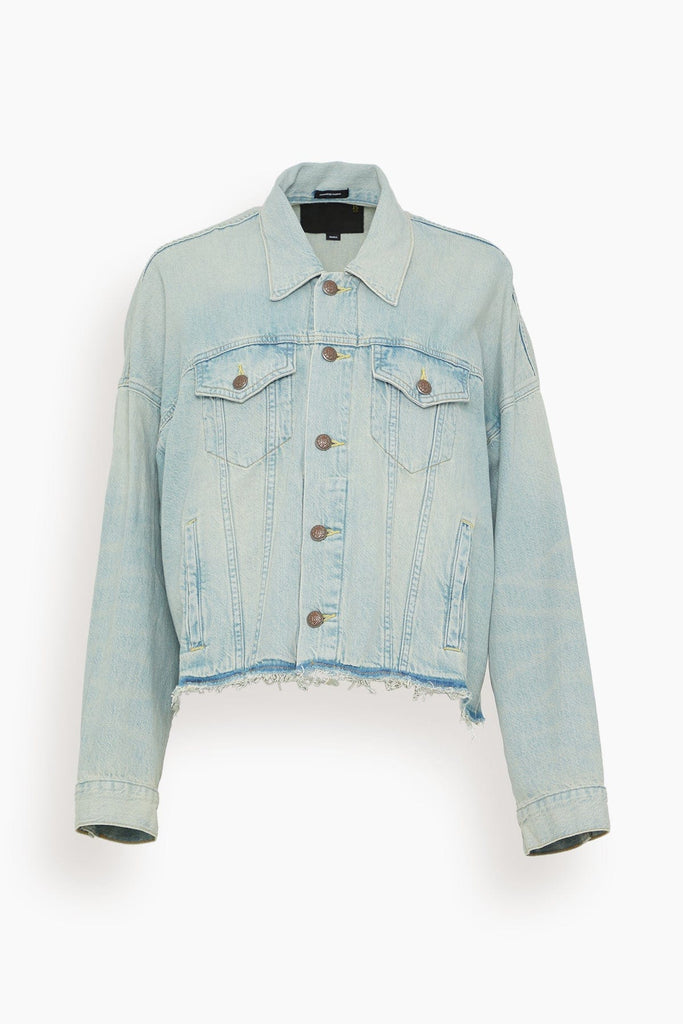 R13 Oversized Cut Off Trucker Jacket in Lennon Blue Hampden Clothing