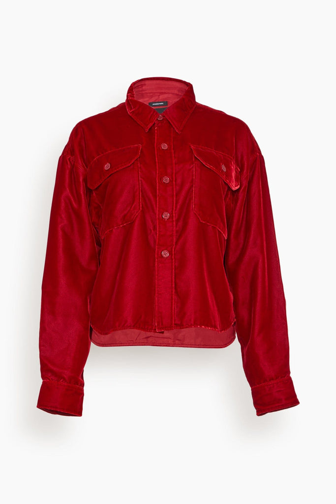 Shrunken CPO Jacket in Red Velvet