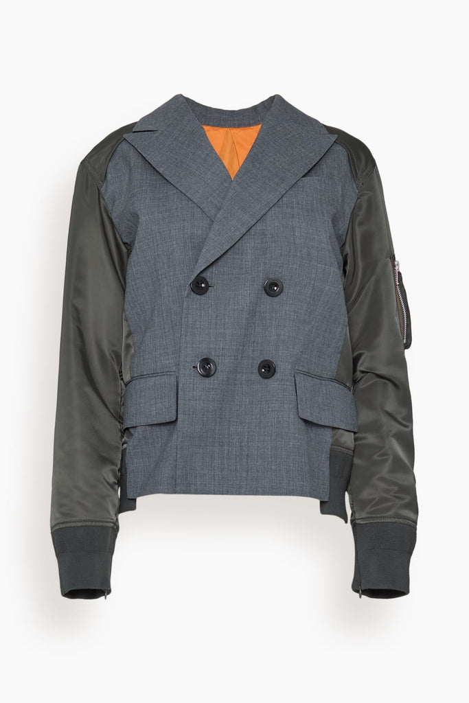 ジャケット・アウター sacai Wool Suiting x Nylon Twill Jacket Sacai Suiting x Nylon Twill Jacket in Gray x Dark Khaki – Hampden