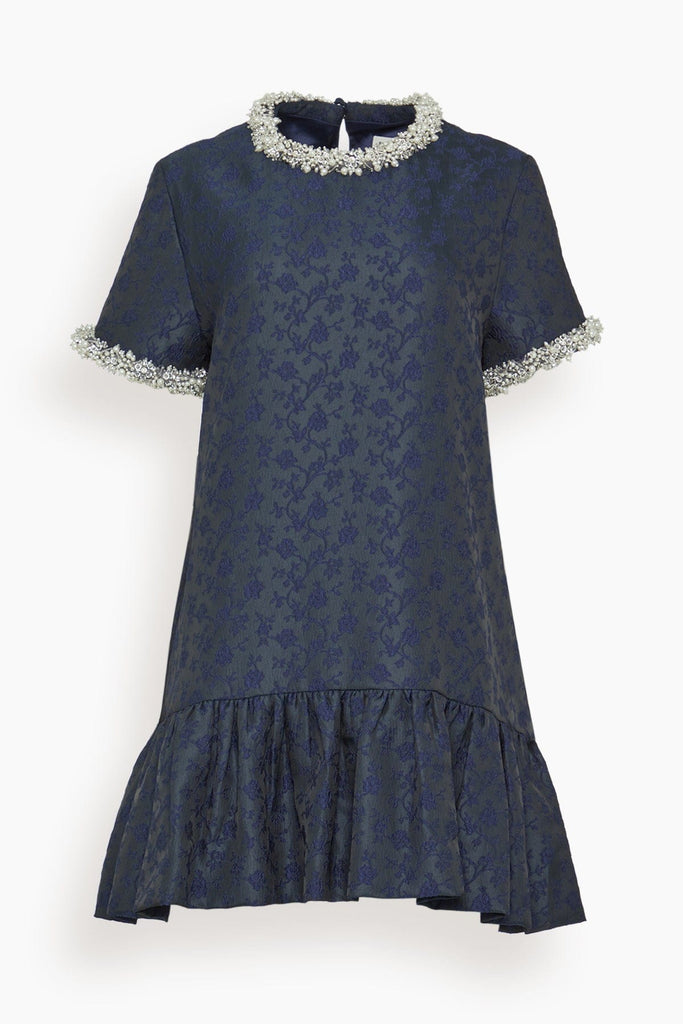 simkhai dress blue SIMKHAI Marabella Satin Midi Dress In Midnight Blue