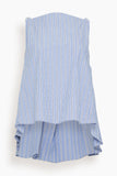Sacai Tops Cotton Poplin Camisole Shirt in Light Blue Stripe