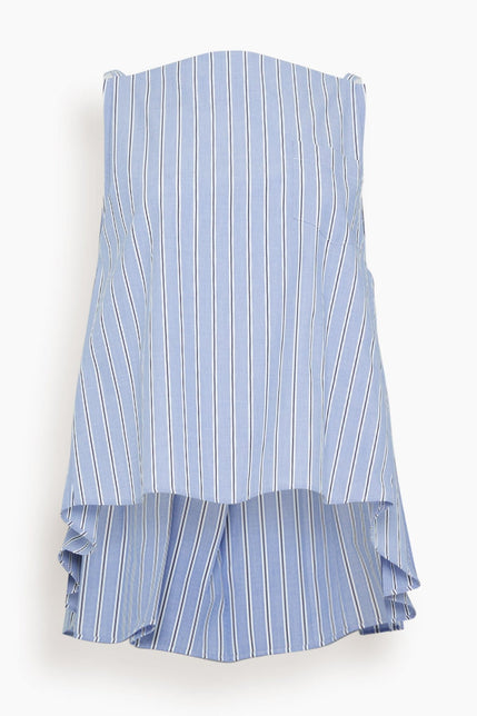 Sacai Tops Cotton Poplin Camisole Shirt in Light Blue Stripe