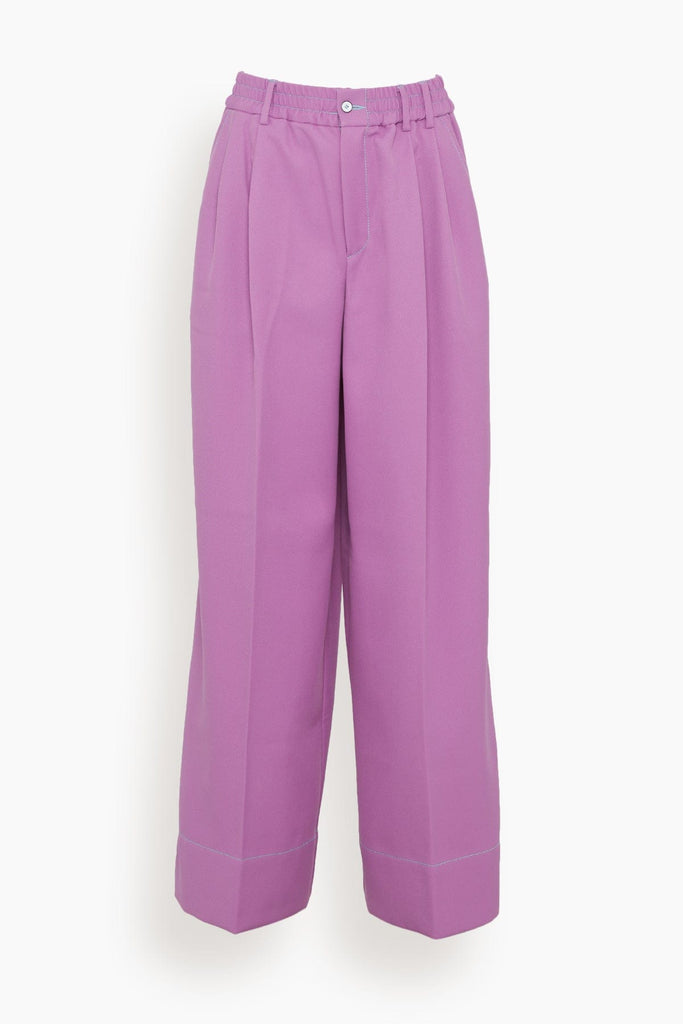 Christopher John Rogers Elastic Waist Pleated Wide Leg Trousers in