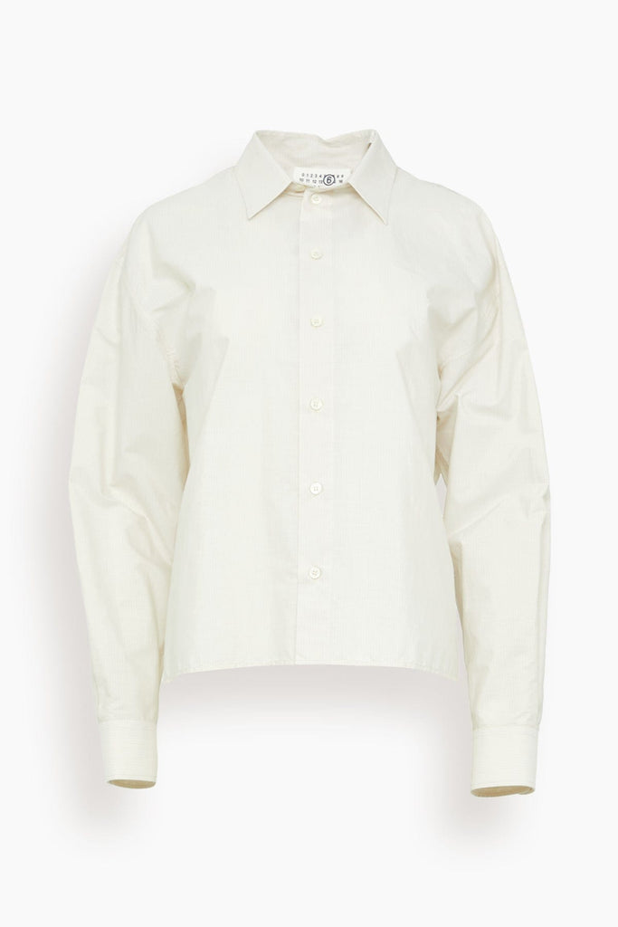 MM6 Maison Margiela Long Sleeved Shirt in Pinstripes White/Beige