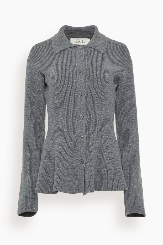 Rohe Waisted Rib Cardigan in Dark Grey Melange – Hampden Clothing