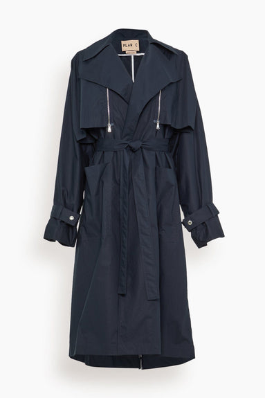 Plan C Coats Rain Coat in Blue Black