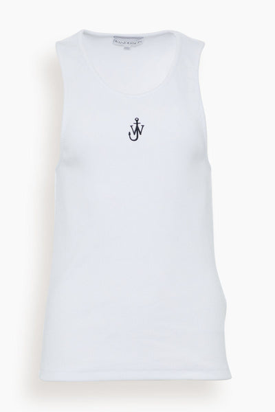 Anchor Embroidered Tank Top in White