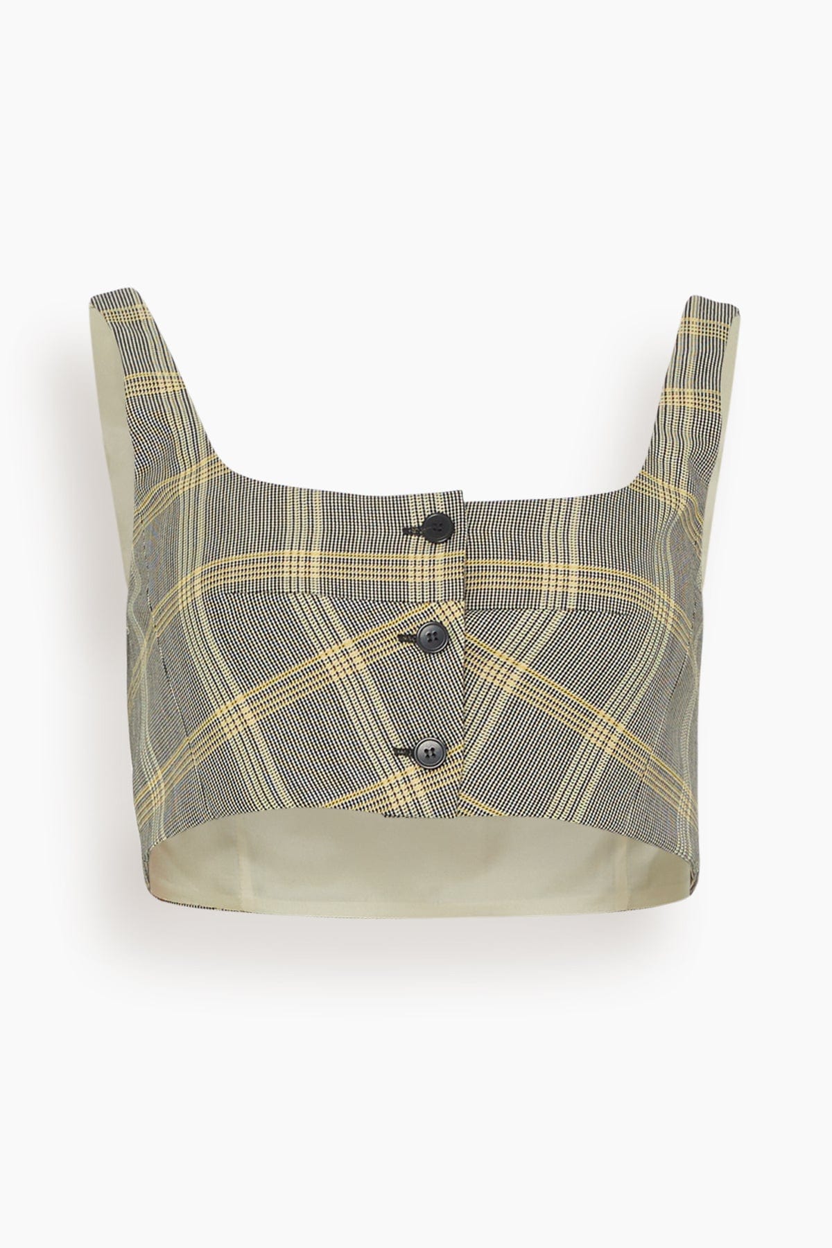 Marni Tops Technical Check Wool Cropped Top in Lemmon