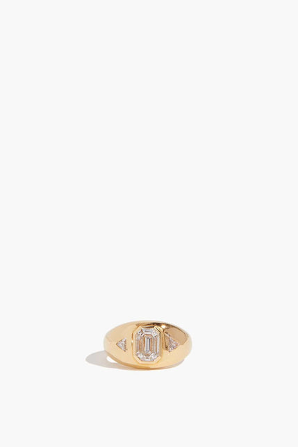 Stoned Fine Jewelry Rings Chunky Baguette and Trillion Bezel Ring in 18k Gold