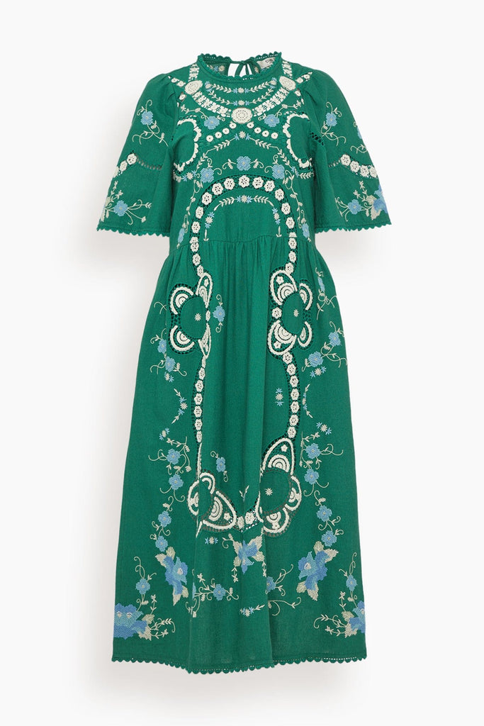【mana】MEDI FOREST EMBROIDERY DRESS SEA Vesna Embroidery Short Sleeve Dress in Green – Hampden Clothing