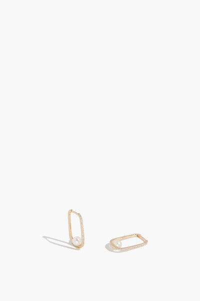 Square Pearl Hoops in 14K Yellow Gold