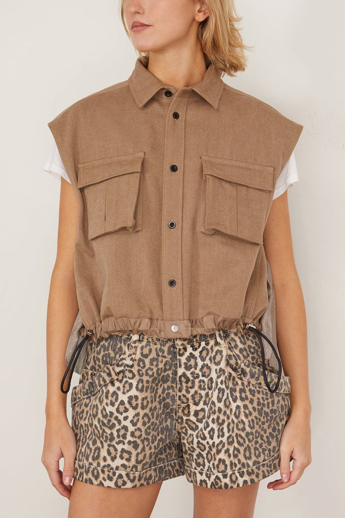 Sacai Denim Mix Shirt in Beige – Hampden Clothing