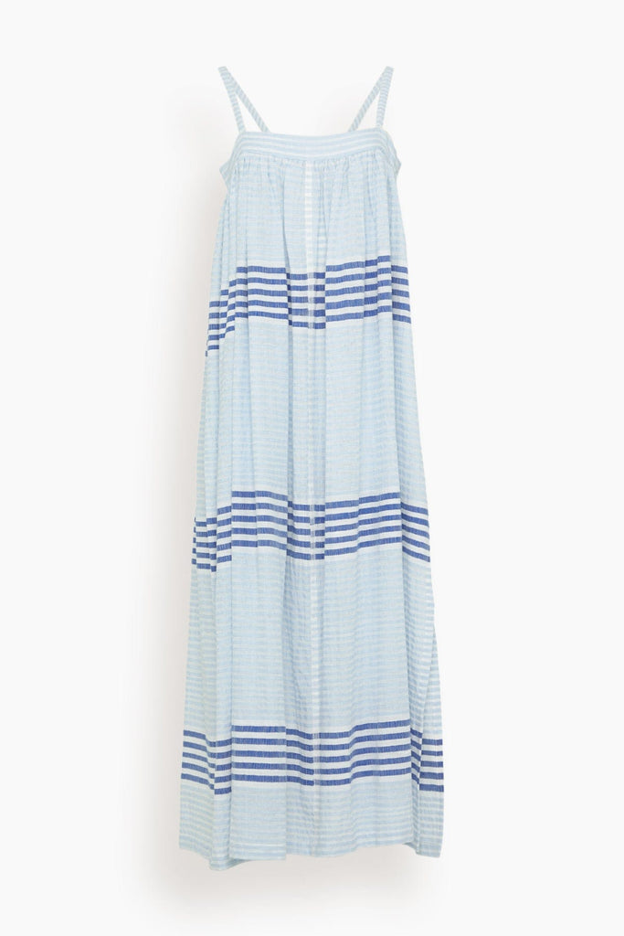Eda Slip Dress - Shemizi Blue, With Stripes, in Cotton - Size M - Light & Comfortable Feel - Hand-woven in Ethiopia