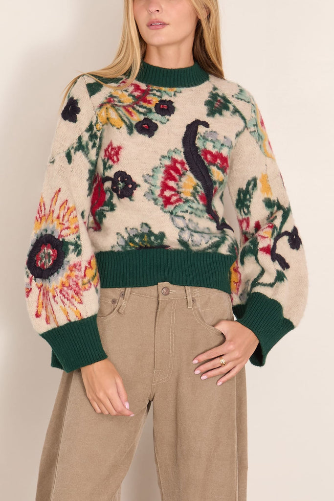 sacai コットン花柄ドッキングニット Sacai Floral Jacquard Knit Pullover in Ivory – Hampden Clothing