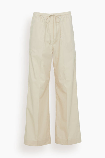 Toteme Pants Cotton Drawstring Trousers in Stone