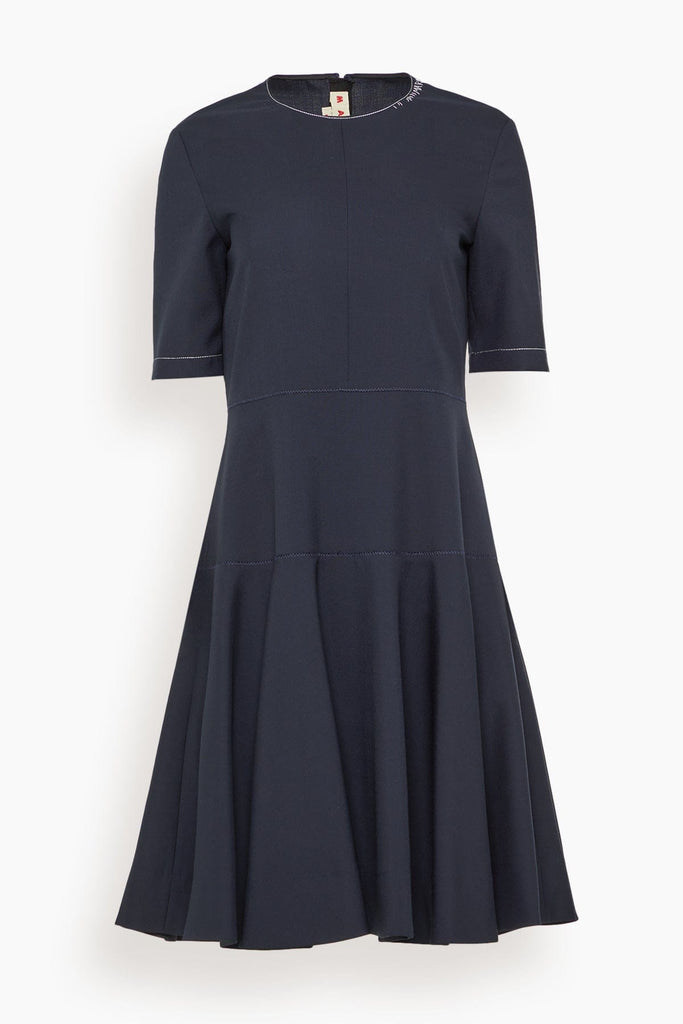 Marni Embroidered Short Sleeve Midi Dress in Blue/Black – Hampden Clothing
