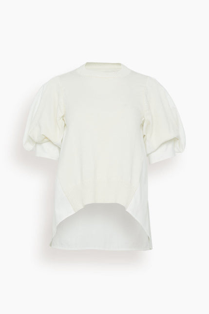 Sacai Tops Denim Knit Pullover in Off White