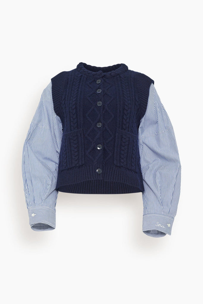 SEA Caleb Cable Knit Combo Sweater in Navy – Hampden Clothing