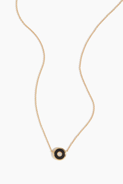 Stoned Fine Jewelry Necklaces Black Onyx Mini Saucer Pendant Necklace in 18k Yellow Gold