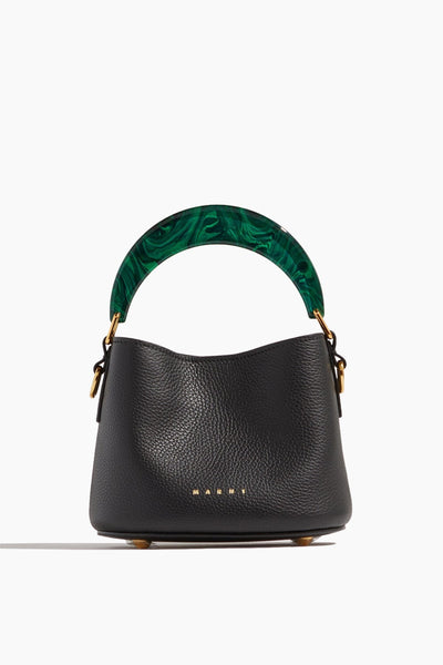 Venice Mini Bucket Bag in Black Leather