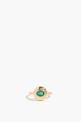 Emerald Saucer Ring in 18k Yellow Gold