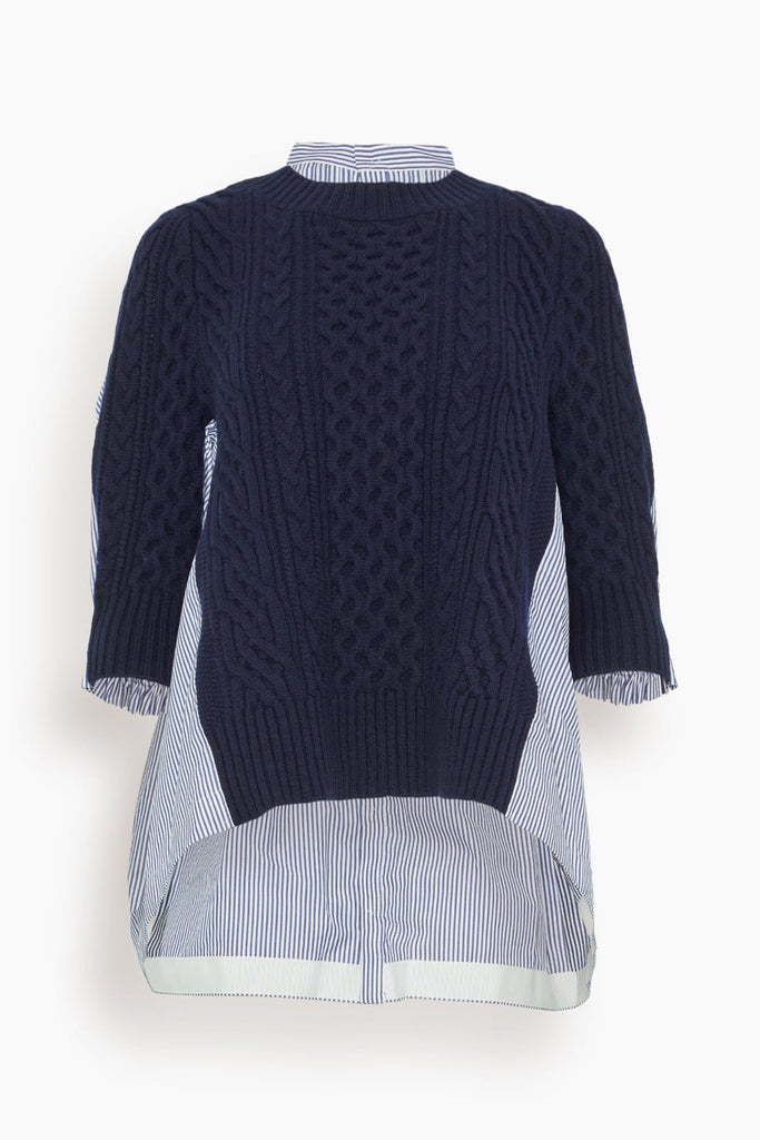 Sacai Wool Knit Pullover in Navy Stripe – Hampden Clothing