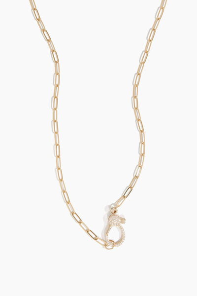 18" Paperclip Chain with Pave Clasp in 14k Yellow Gold