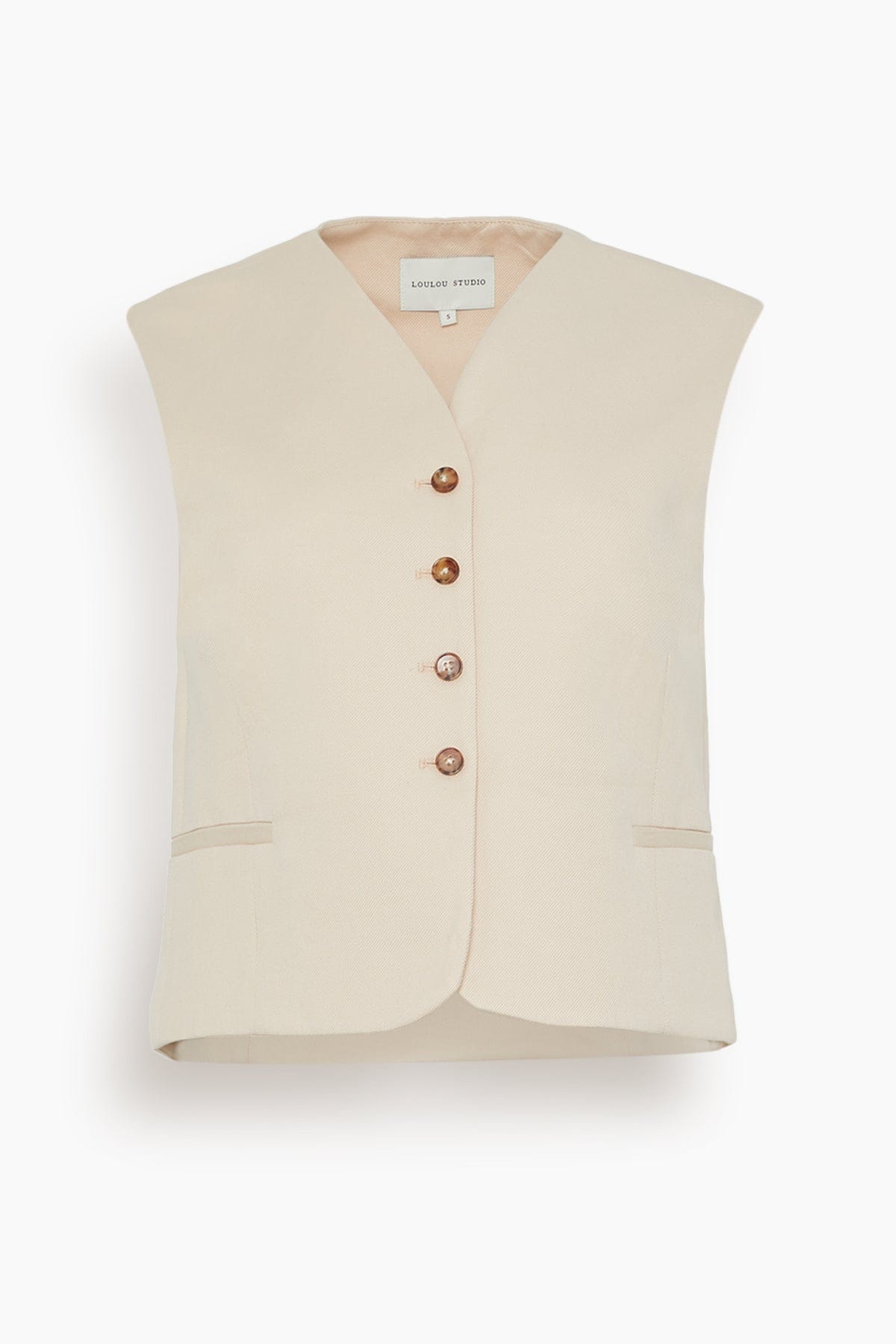 Loulou Studio Tops Iba Vest in Cream Rose