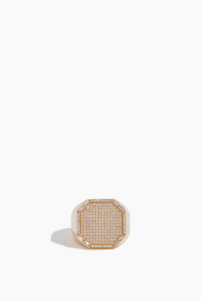 Flat Pave Tag Ring in 14k Yellow Gold