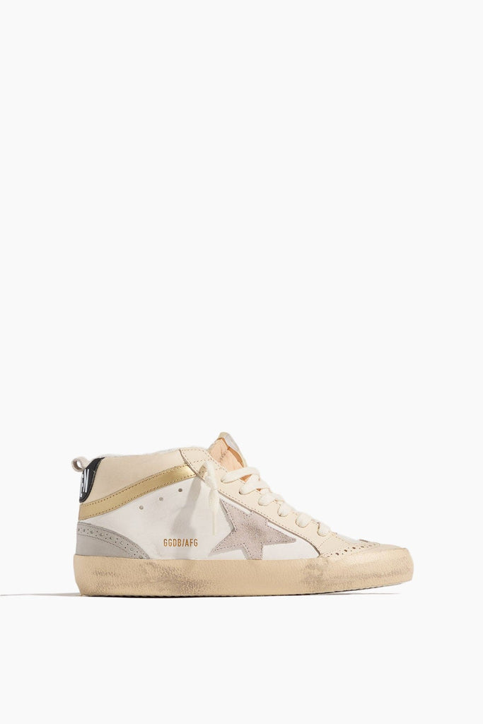 Golden Goose Mid Star Sneaker in White/Ivory/Light Lilac