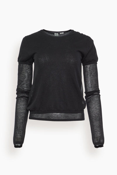 Layered Knit Tee in Black