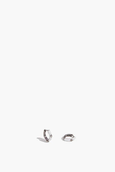 Theodosia Earrings White Enamel Silver Huggies