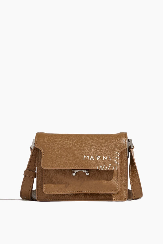 Marni Trunk Nano Leather Shoulder Bag in Brown