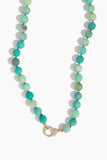 Vintage La Rose Necklaces Chrysoprase Knotted Chain with 14K Yellow Pave Clasp