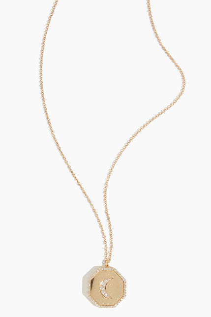 Vintage La Rose Necklaces Crescent Moon Locket Necklace in 14k Yellow Gold