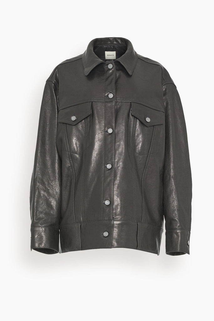 The Grizzo Jacket in Black Leather with Grommets– KHAITE