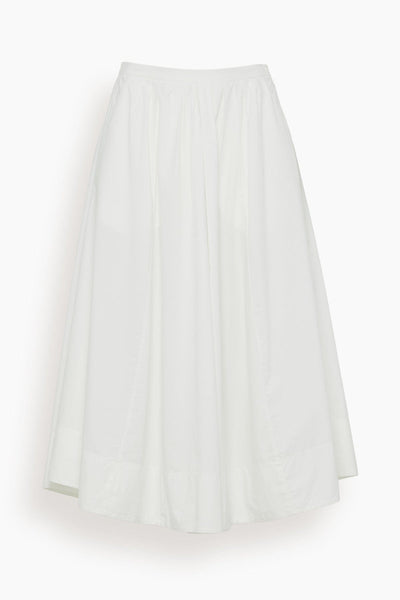 Cotton Poplin Elasticated Skirt in White