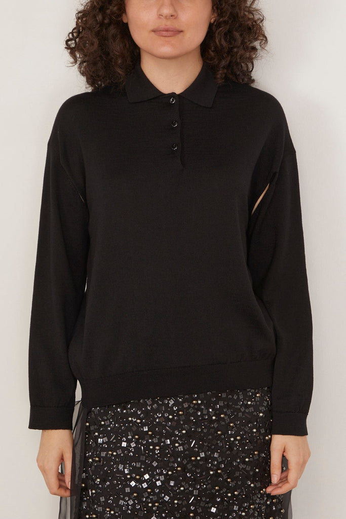 Black Cut-out Knit Sweater 17168