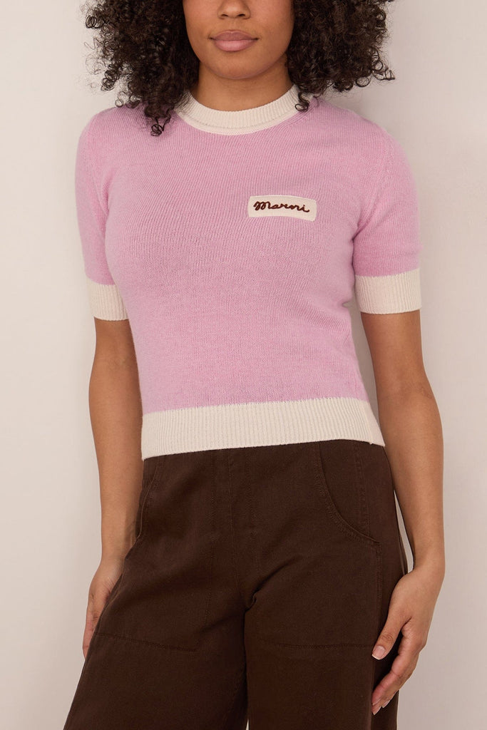 Marni Short Sleeve Crewneck Sweater in Pink Gummy – Hampden Clothing
