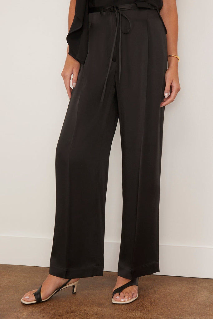 Black Flowing Satin Trousers 17257 main image 0