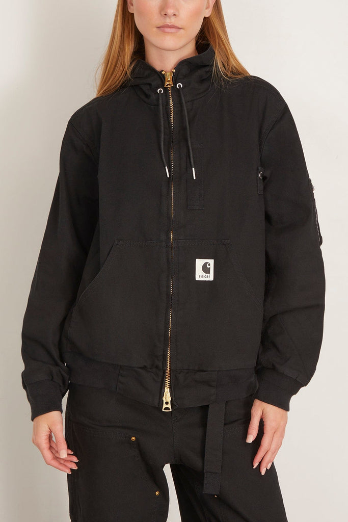 Sacai x Carhartt WIP Washed Duck Hooded Blouson in Black