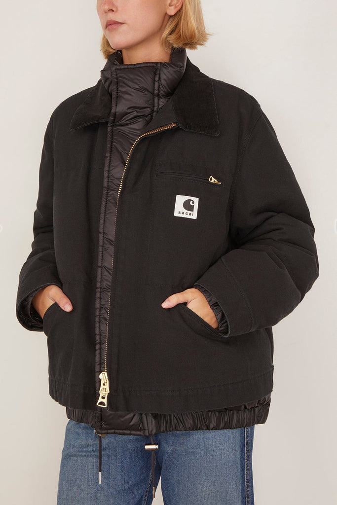 sacai× Carhartt WIP Puffer Jacket 黒 2 Sacai x Carhartt WIP Washed Duck Puffer Jacket in Black