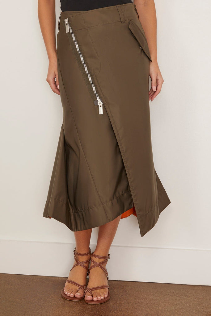 Sacai Nylon Twill Skirt in Dark Khaki – Hampden Clothing