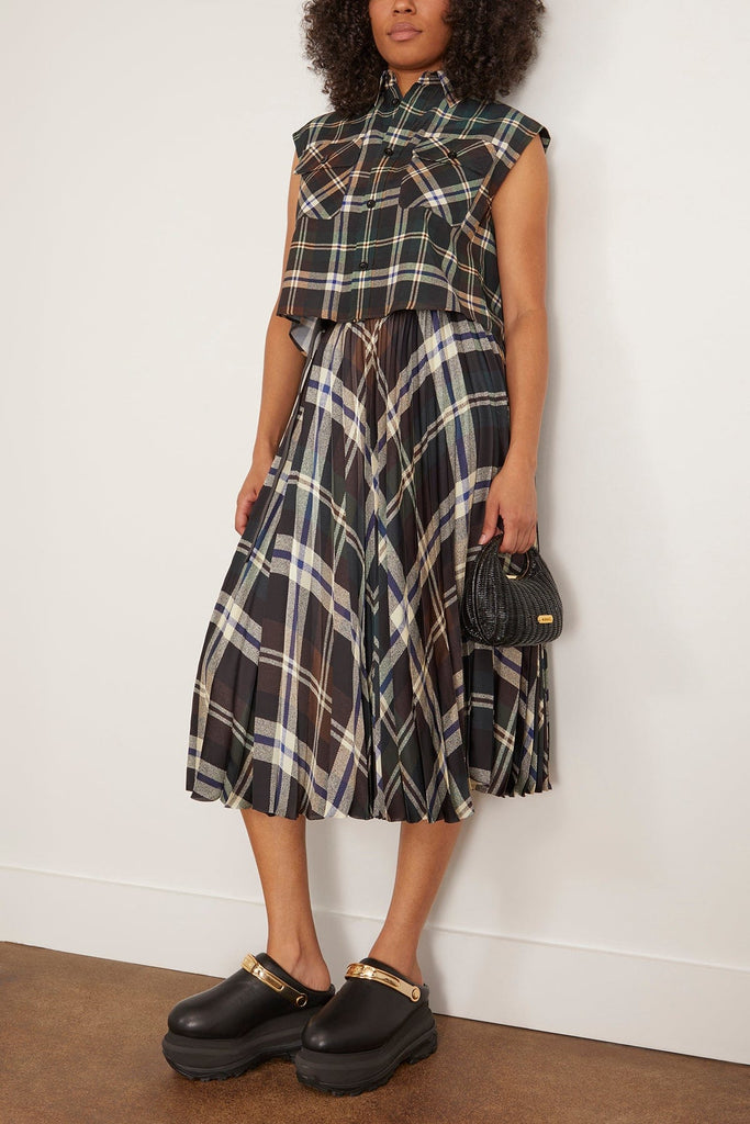 Plaid Print Skirt in Green x Brown – Hampden Clothing