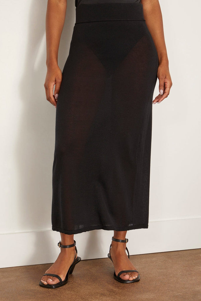 【PORTERNA】Yume knit long skirt Maxi knitted skirt with chain detail black / gray For Women
