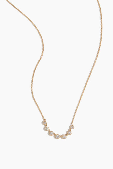 Vintage La Rose Necklaces Bezel 7 Diamond Necklace in 14k Yellow Gold