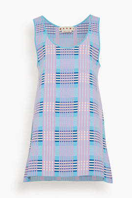 Checked Techno Knit A-Line Dress in Pink Gummy